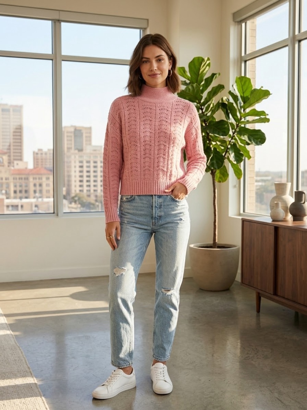 LOFT Lightweight Pink Knit Sweater